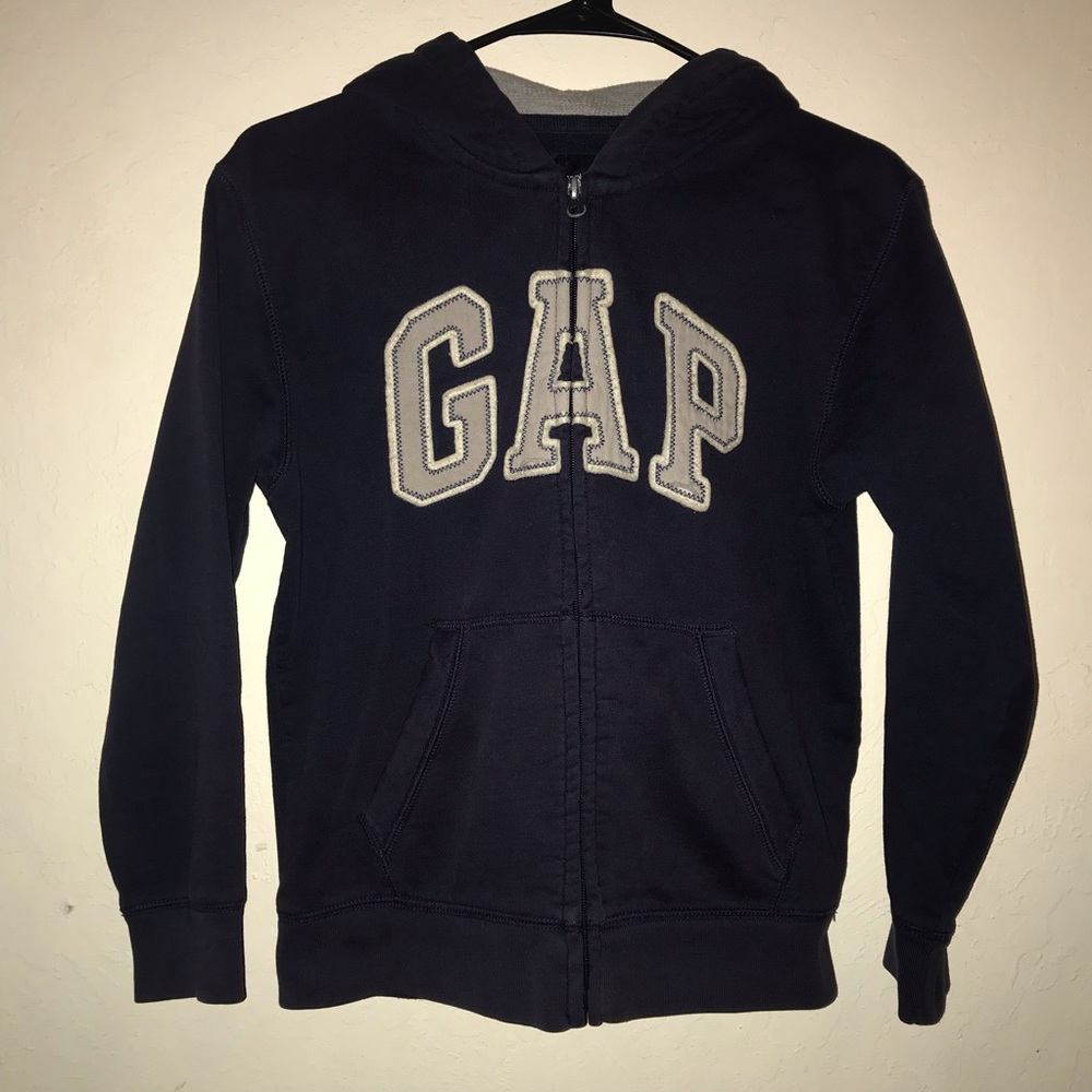 Navy Gap Zip Hoodie